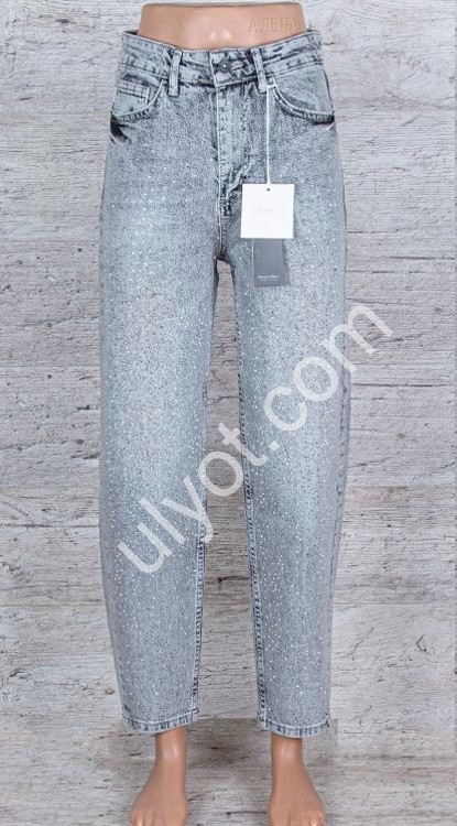 ДЖИНСИ SASHA (26-31) СТРАЗИ СІРИЙ 2825