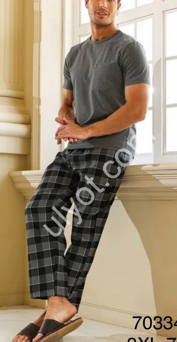 ПИЖАМА (3XL-7XL) СЕРЫЙ 70334