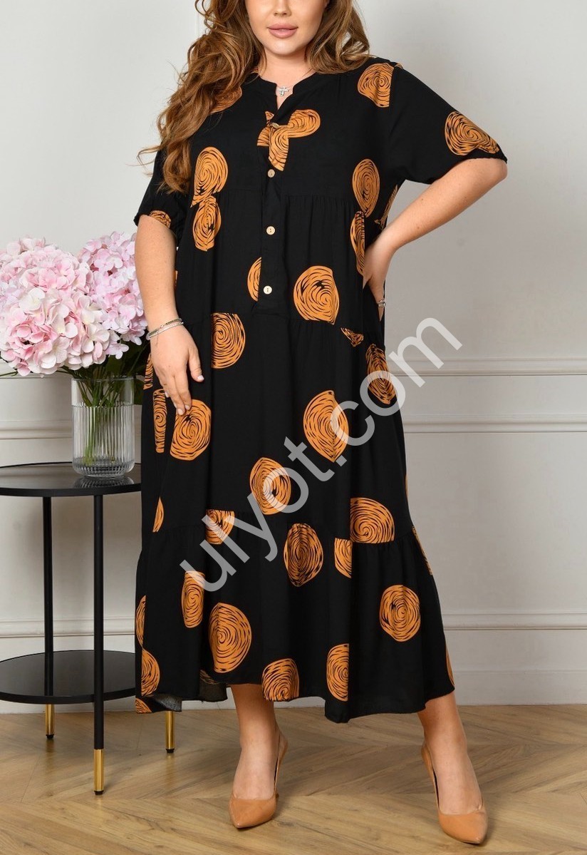 ПЛАТЬЕ (2XL-4XL) ЧЕРНЫЙ+КОРИЧНЕВЫЙ A10-1