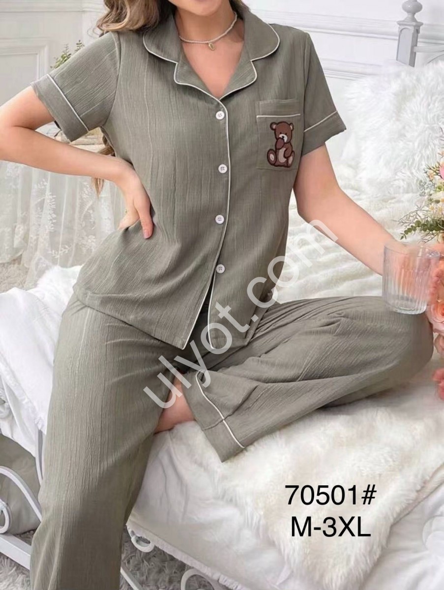 ПИЖАМА (M-3XL) СЕРЫЙ 70501