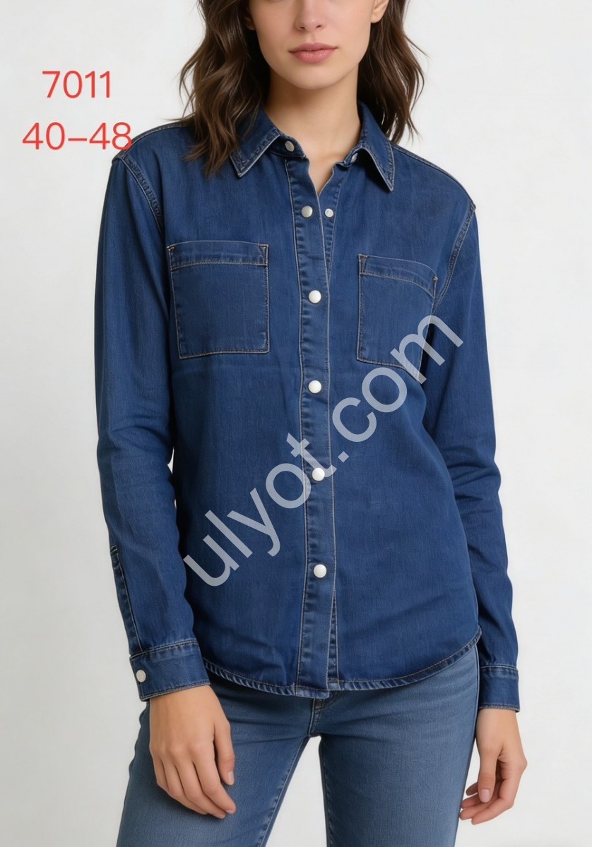 ДЖИНСОВАЯ РУБАШКА JELEEY (40-48) Т.СИНИЙ 7011