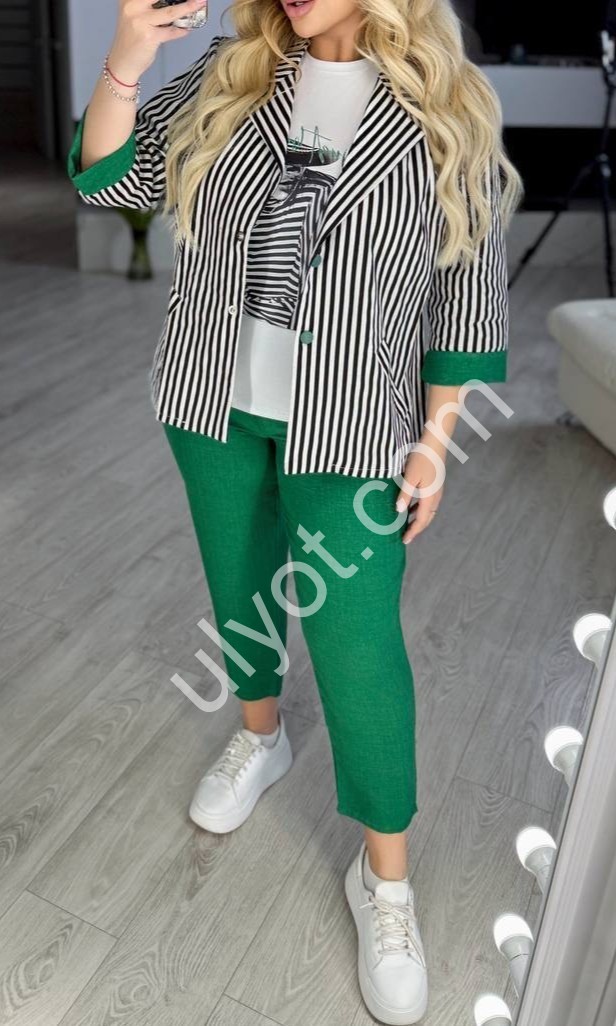 КОСТЮМ ТРІЙКА (48-58) ЗЕЛЕНИЙ 0338