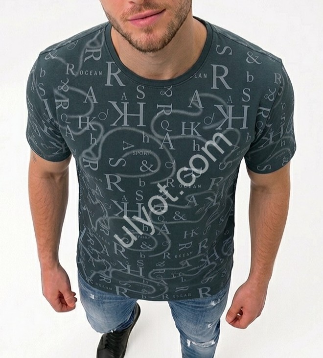 ФУТБОЛКА BİGLİVER (M-2XL) Т.ЗЕЛЕНЫЙ 5579