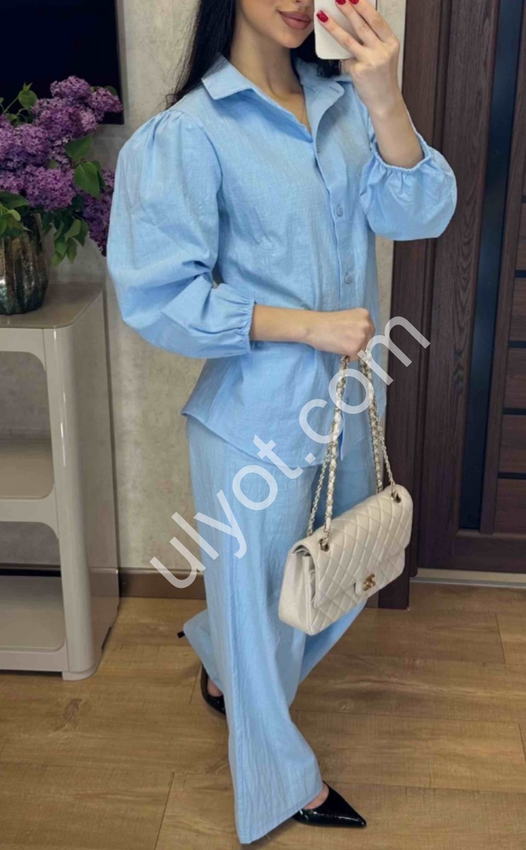 КОСТЮМ (42-48) ПРЯМОЙ ГОЛУБОЙ 113