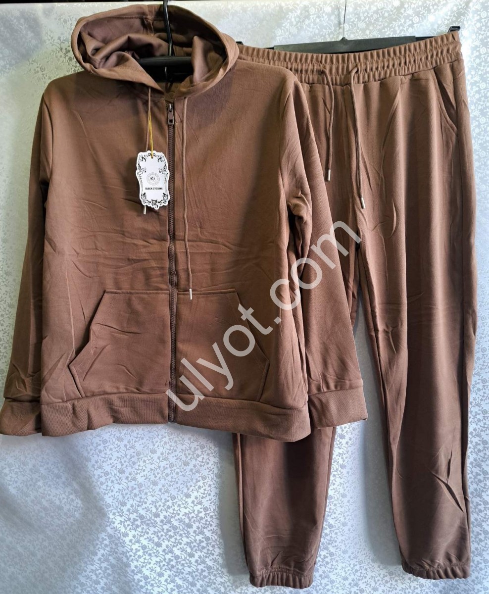 СПОРТ.КОСТЮМ (S-2XL) МАНЖЕТ КОРИЧНЕВЫЙ 2093