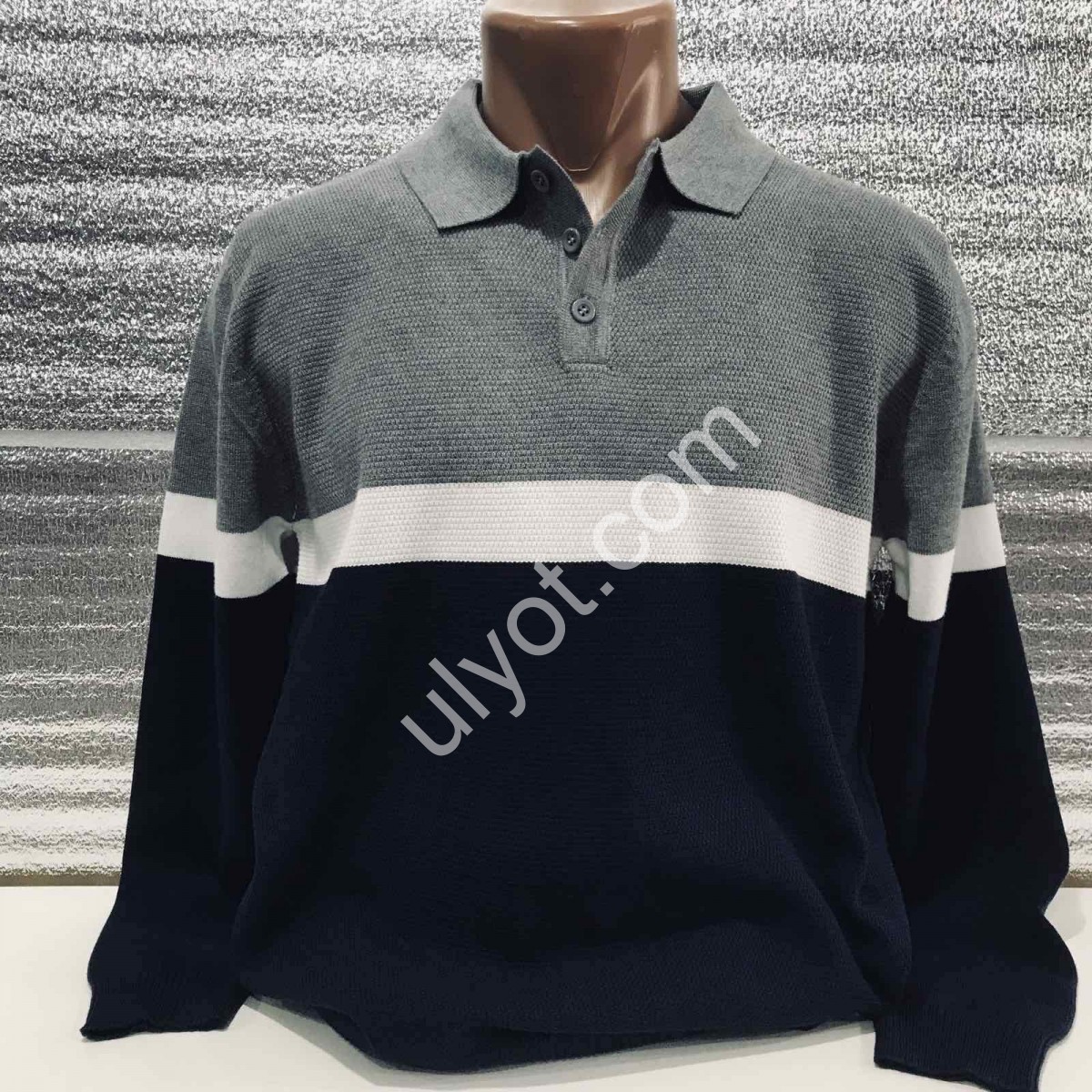СВИТЕР MJ (M-2XL) СЕРЫЙ+ЧЕРНЫЙ 150