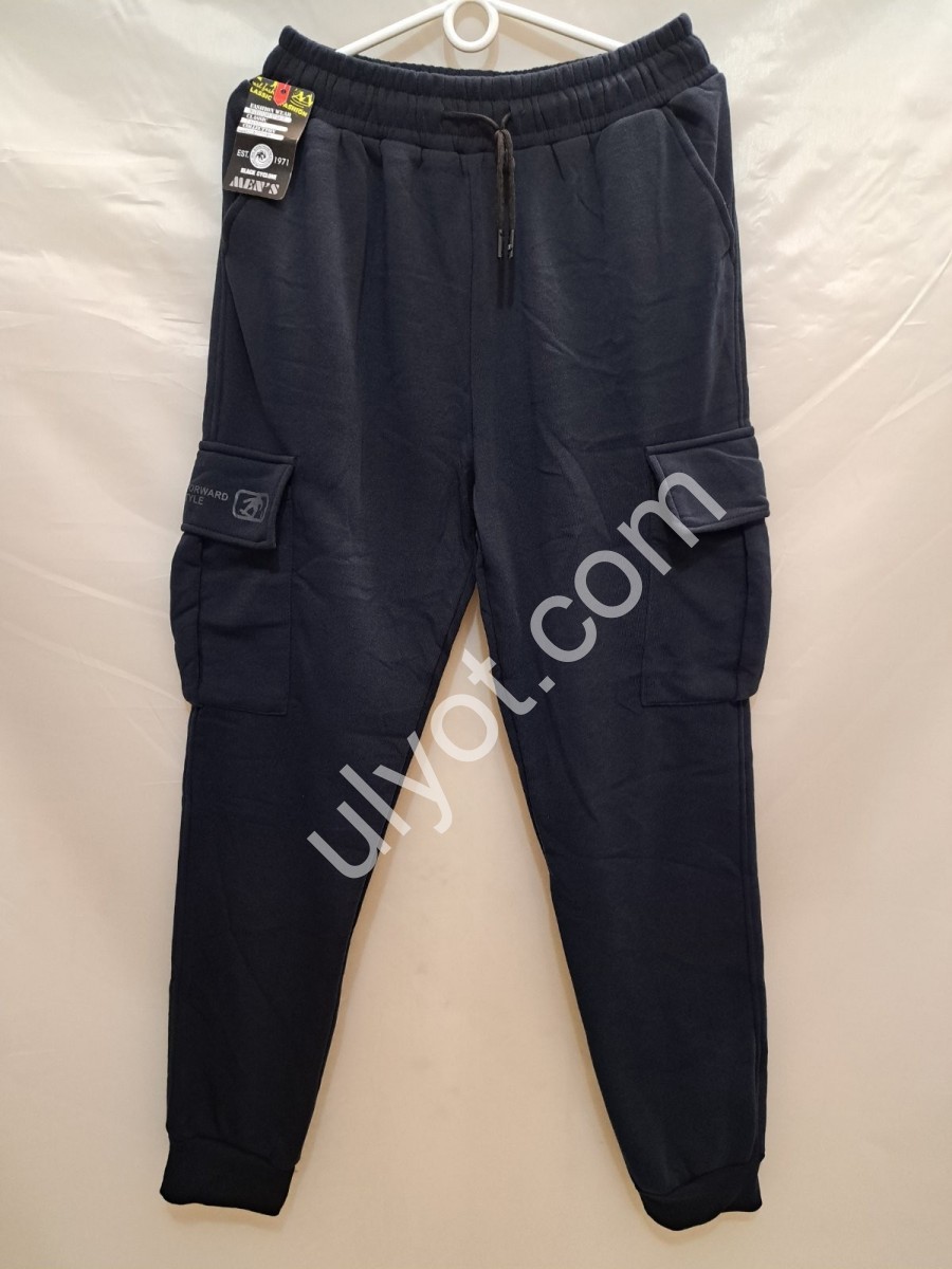 СПОРТ.ШТАНЫ (3XL-7XL) ФЛИС МАНЖЕТ Т.СИНИЙ 6083
