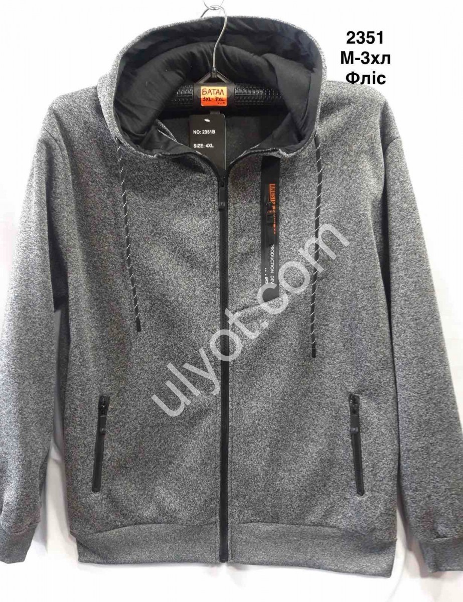 КОФТА (M-3XL) ФЛІС СІРИЙ 2351