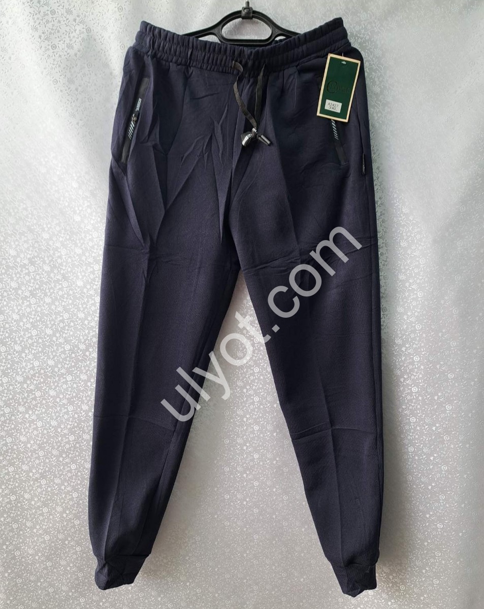 СПОРТ.ШТАНЫ (XL-5XL) ФЛИС МАНЖЕТ Т.СИНИЙ 2427