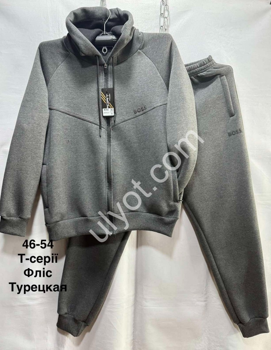 СПОРТ.КОСТЮМ BOSS (46-54) ФЛИС МАНЖЕТ Т.СЕРЫЙ 