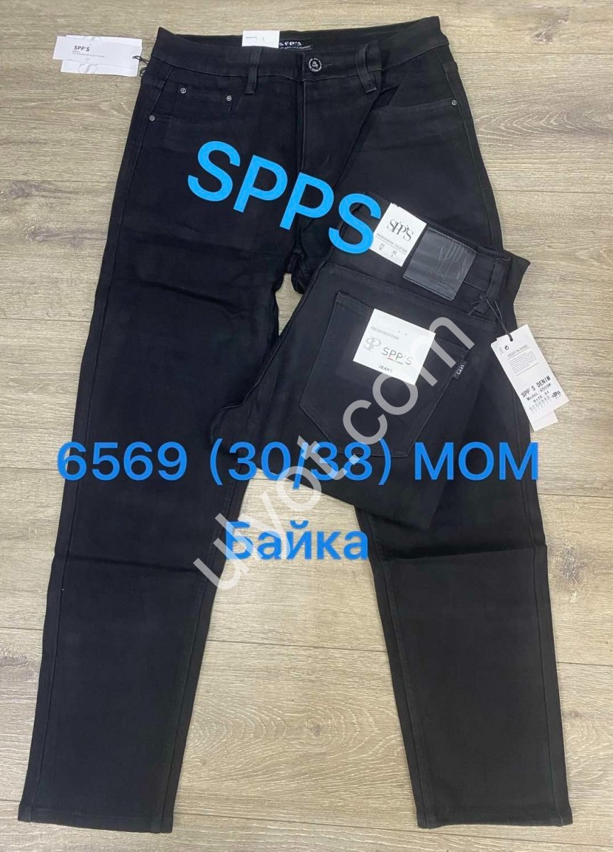 ДЖИНСЫ SPPS (30-38) БАЙКА ЧЕРНЫЙ 6569