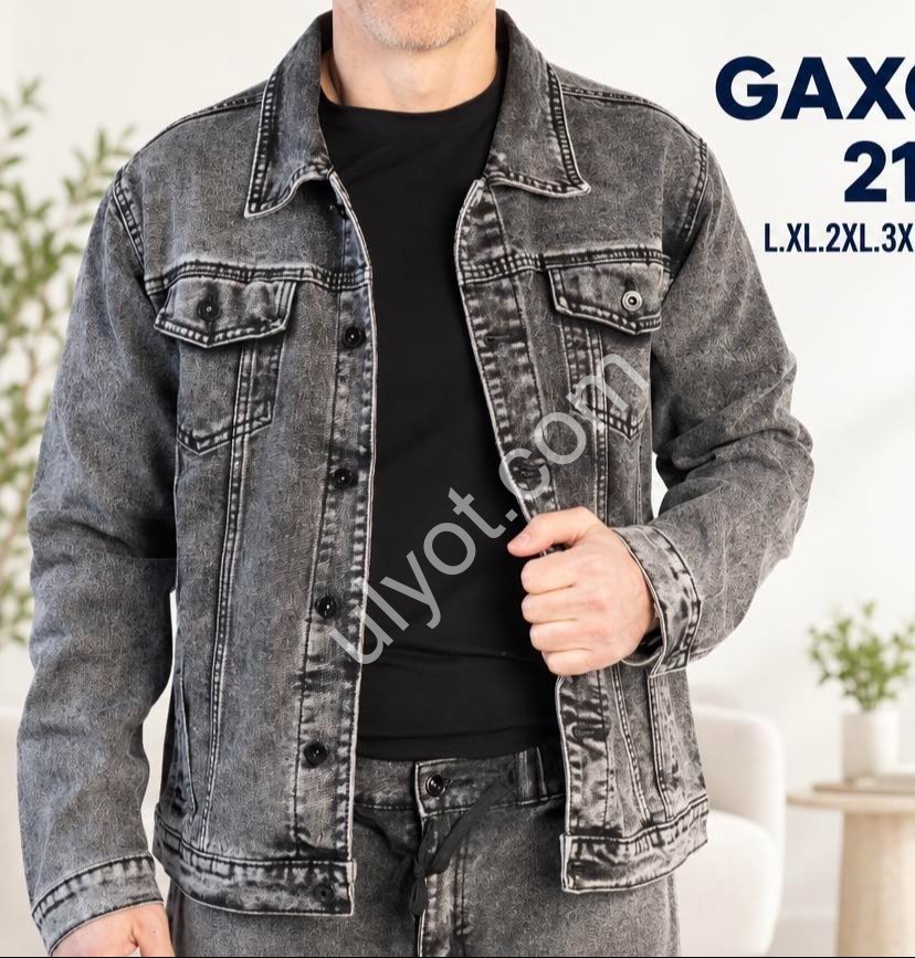 КУРТКА ДЖИНСОВАЯ GAXGAX (L-5XL) СЕРЫЙ 211