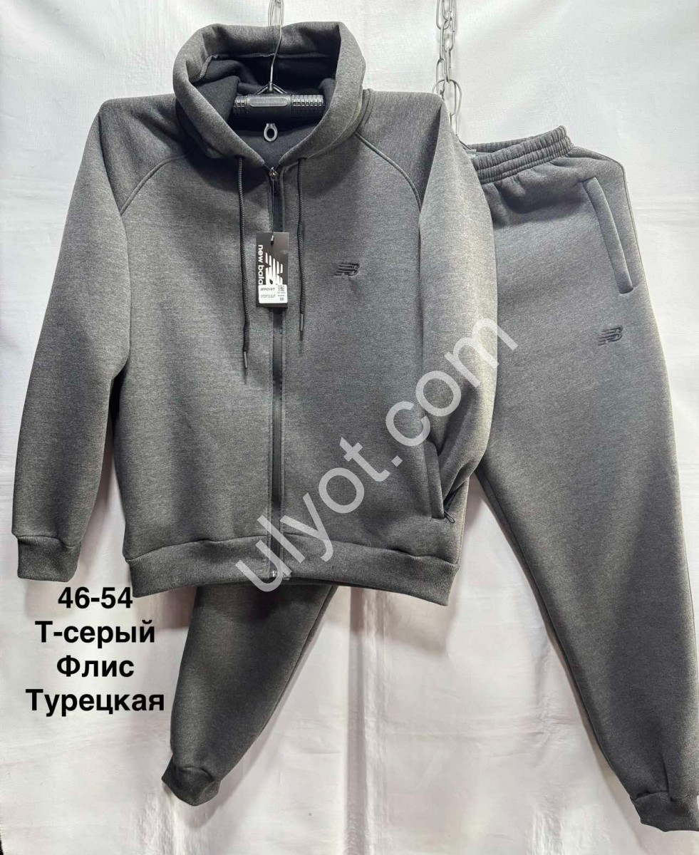 СПОРТ.КОСТЮМ NB02 (46-54) ФЛИС МАНЖЕТ Т.СЕРЫЙ 