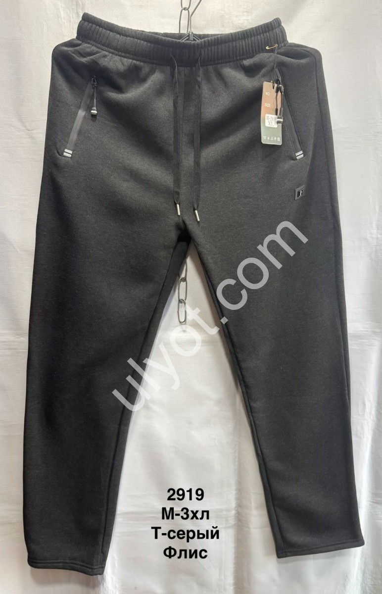 СПОРТ. ШТАНЫ (M-3XL) ФЛИС ПРЯМОЙ Т.СЕРЫЙ 2919