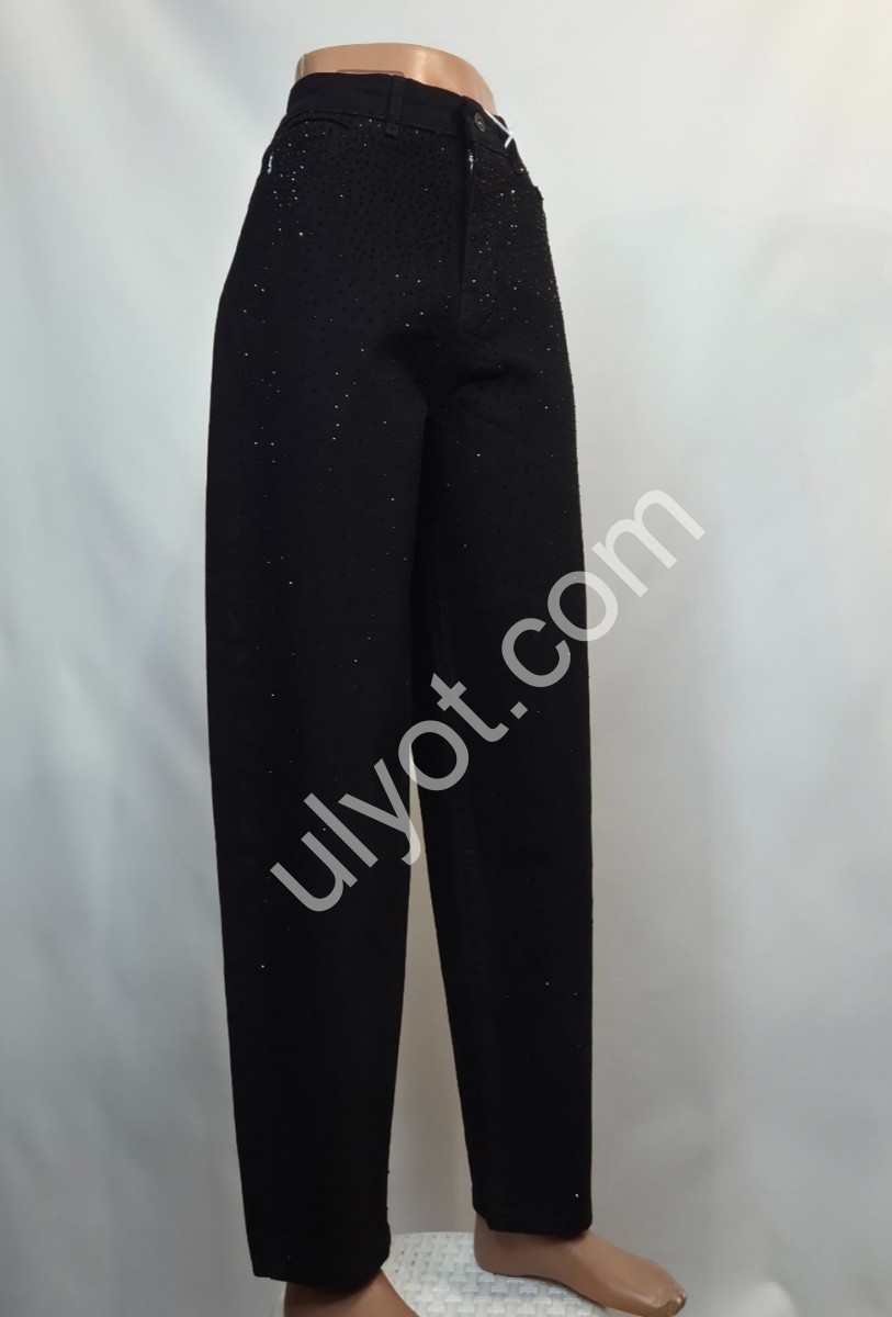 ДЖИНСЫ SASHA (30-36) КАМНИ ЧЕРНЫЙ 3625