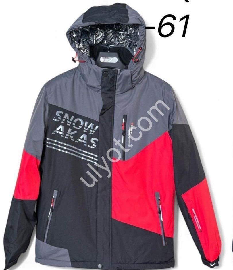 КУРТКА ТЕРМО (M-3XL) СІРИЙ + ЧЕРВОНИЙ 23017-61
