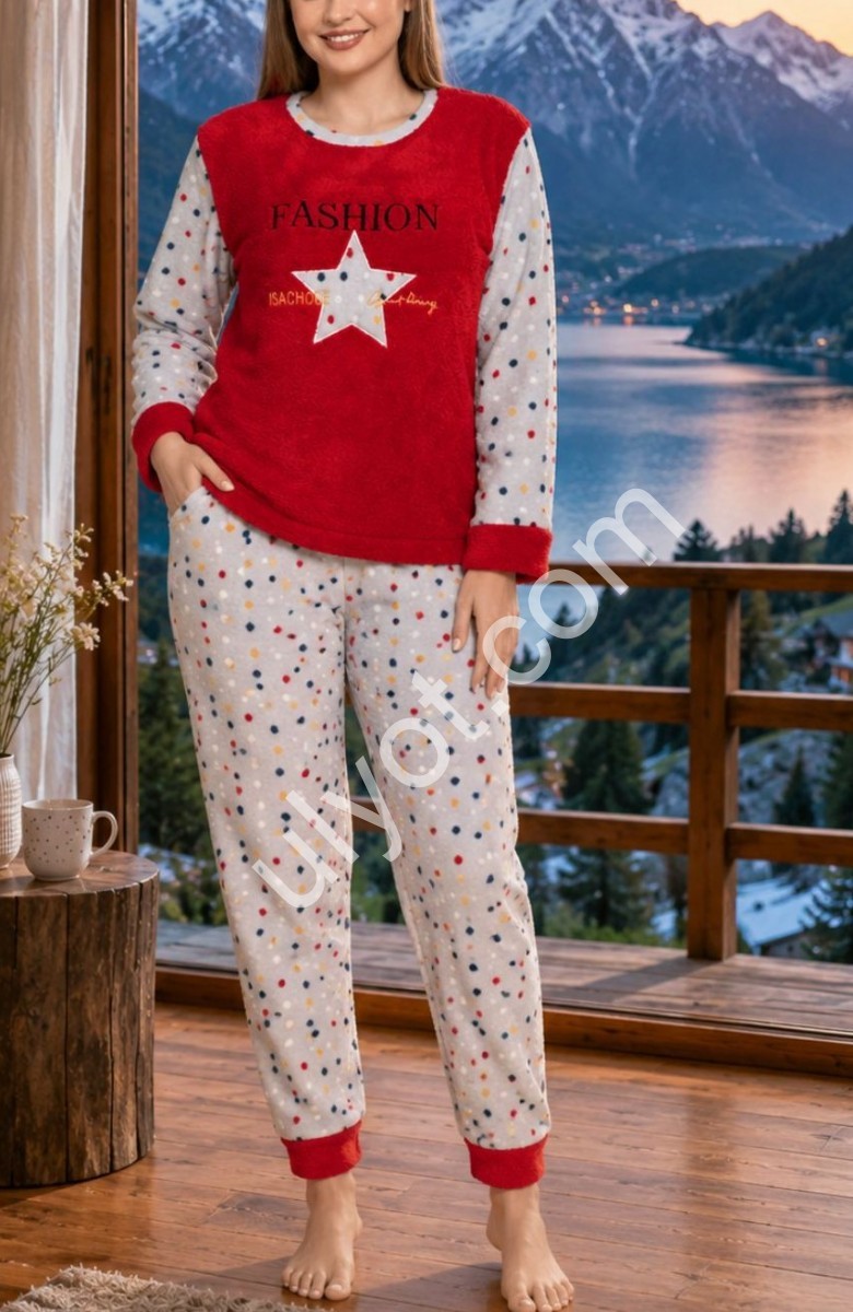 ПІЖАМА FASHION (3XL-5XL) МАХРА ЧЕРВОНИЙ