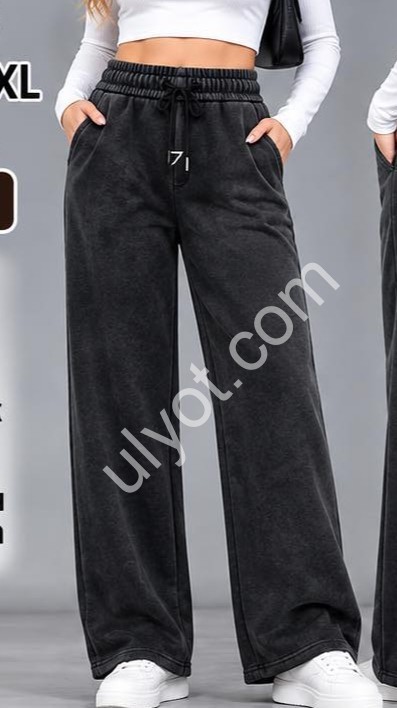 ШТАНИ (2XL-6XL) Хутро ПРЯМЕ ЧОРНЕ 1009