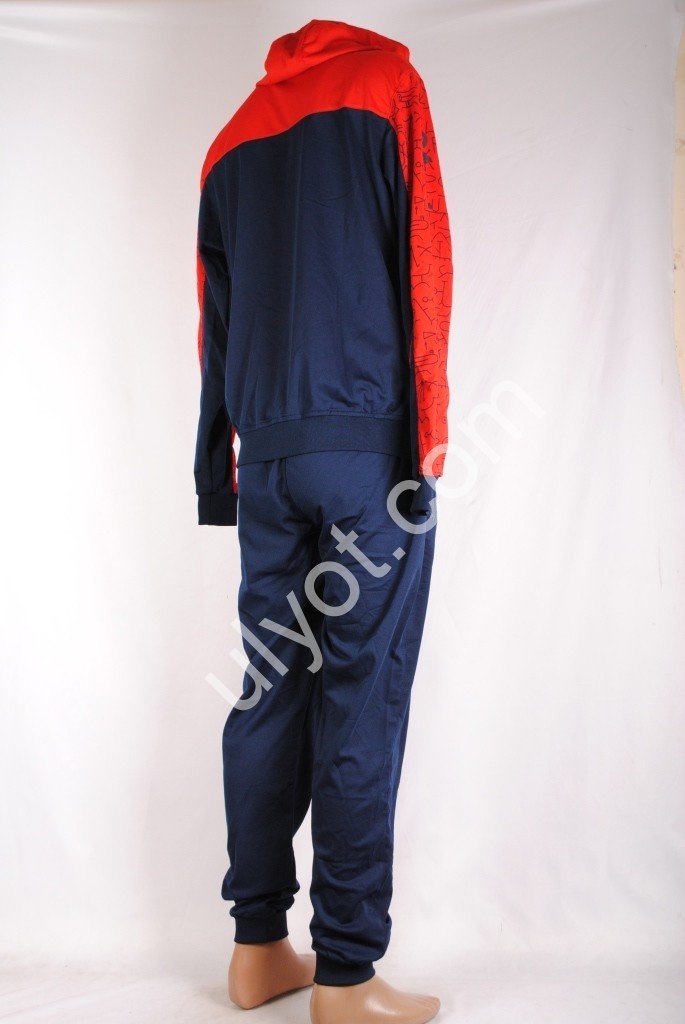 СПОРТ. КОСТЮМ (M-3XL) МАНЖЕТ Т.СИНИЙ+КРАСНЫЙ 2899