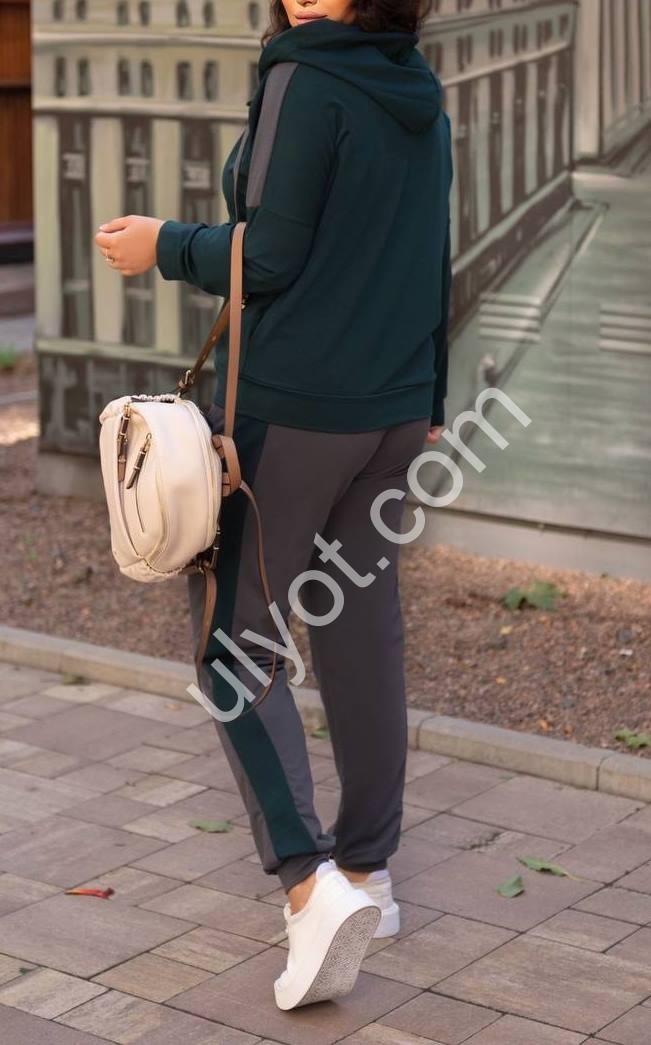 Фото 1 КОСТЮМ (50/52-62/64) Т.ЗЕЛЕНЫЙ+ГРАФИТ 1039