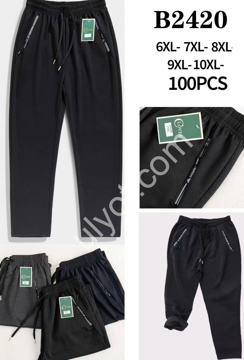 СПОРТ.ШТАНИ (6XL-10XL) ПРЯМИЙ Т.СІРИЙ ФЛІС 2420