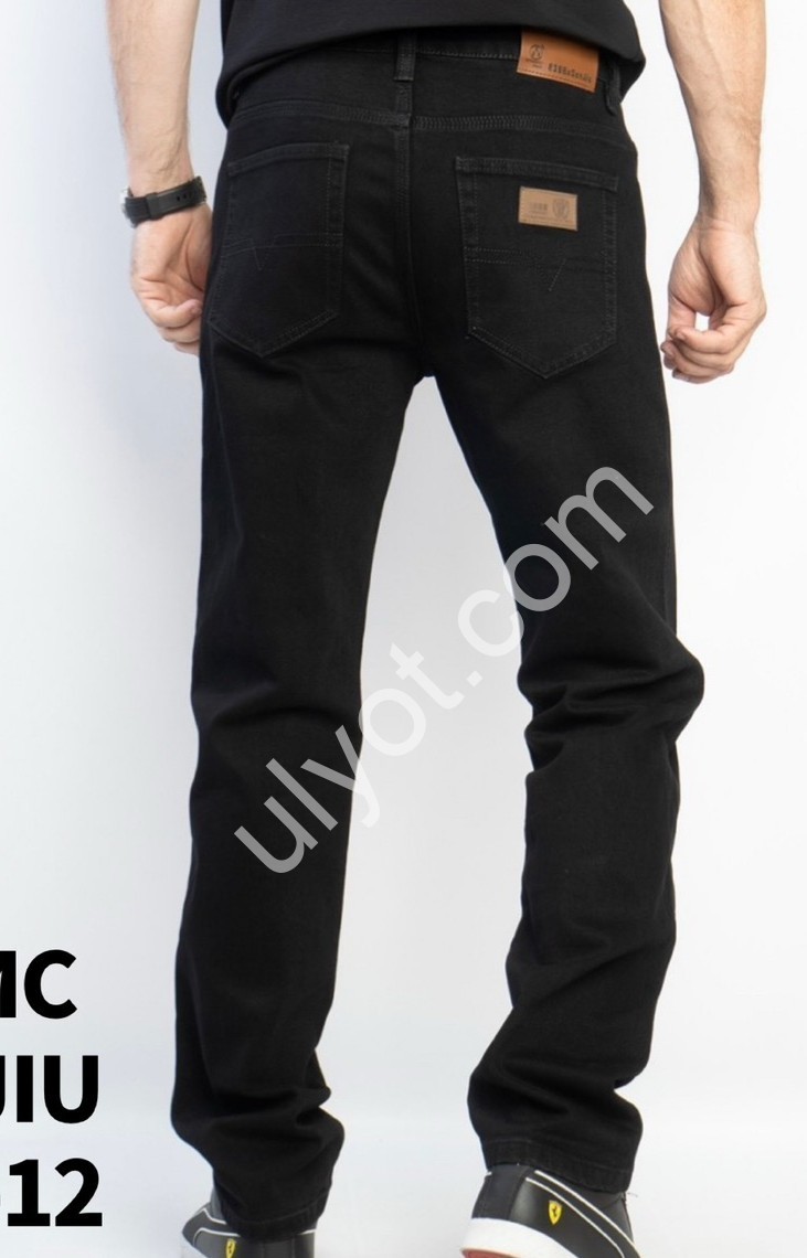 ДЖИНСЫ BASANJIU (34-44) ФЛИС ЧЕРНЫЙ 609-12