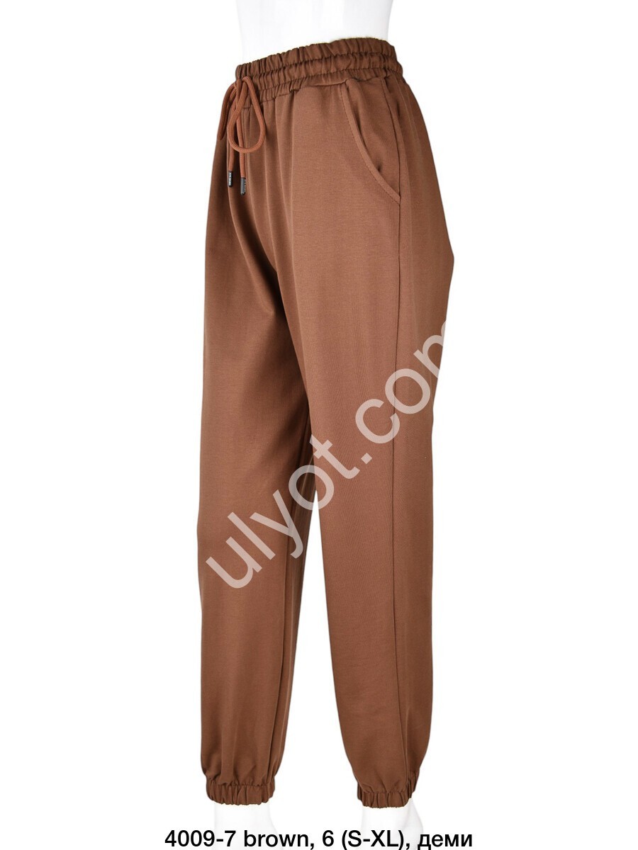 СПОРТ.ШТАНЫ (S-XL) МАНЖЕТ СВ.КОРИЧНЕВЫЙ 4009-7