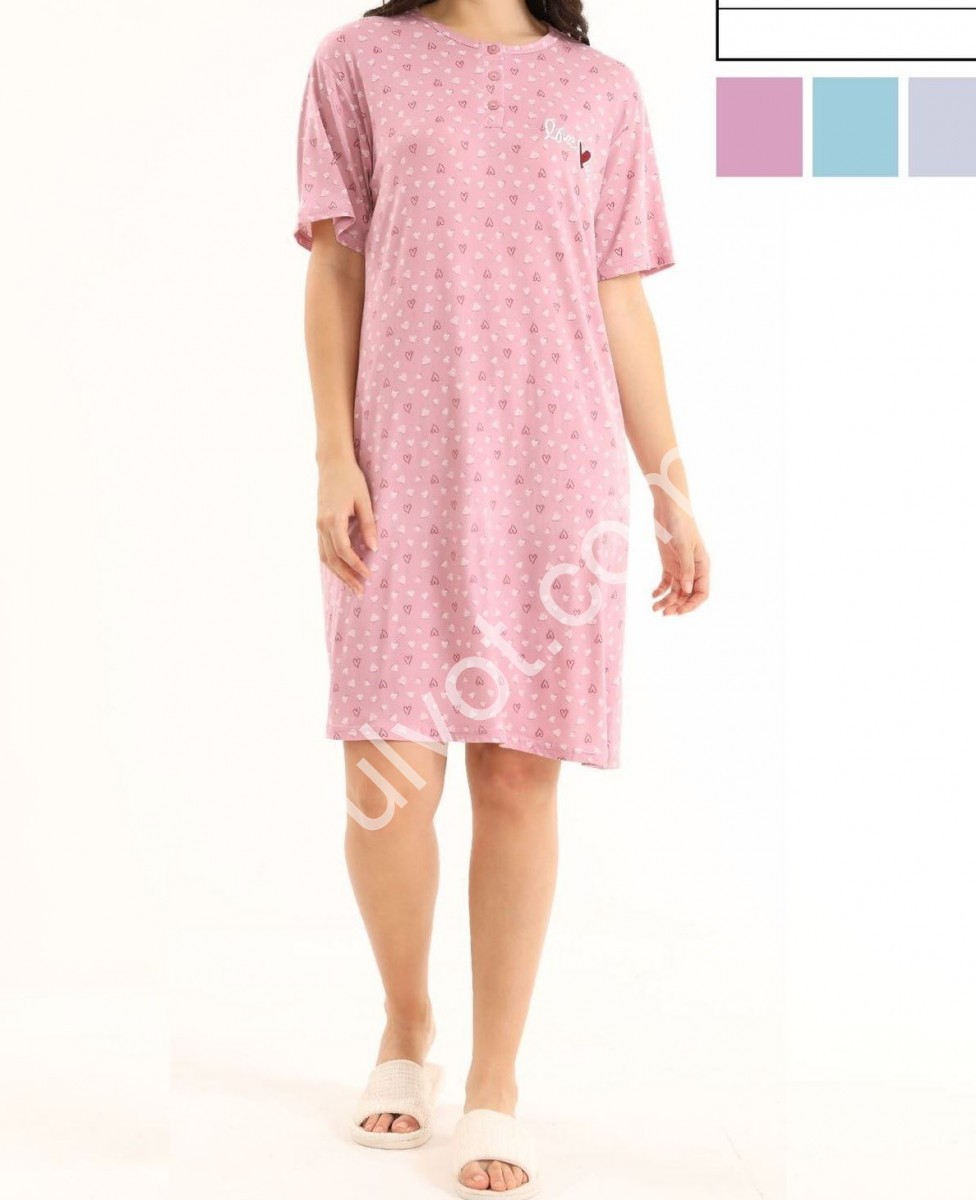 НОЧНУШКА (M-3XL) РОЗ.СЕРДЦЕ 3022