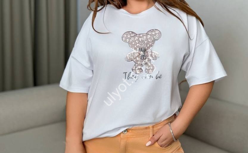ФУТБОЛКА МИШКА (OVER SIZE) БЕЛЫЙ 0101