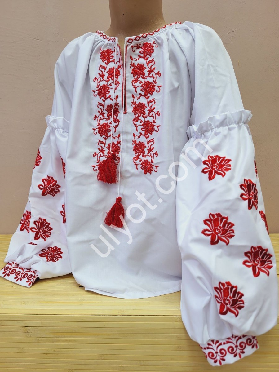 ВИШИВАНКА (140-176 см) БІЛИЙ + ЧЕРВОНИЙ