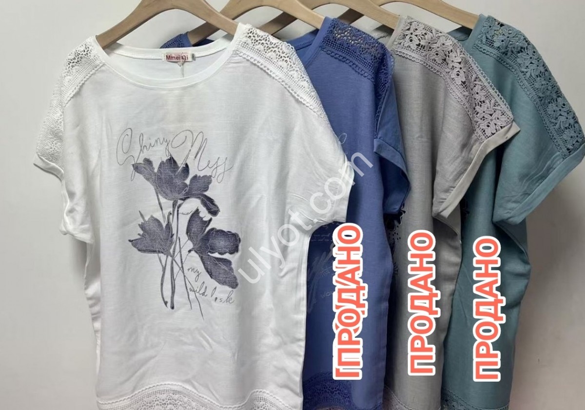 ФУТБОЛКА ЦВЕТОК (2XL-5XL) БЕЛЫЙ 8202