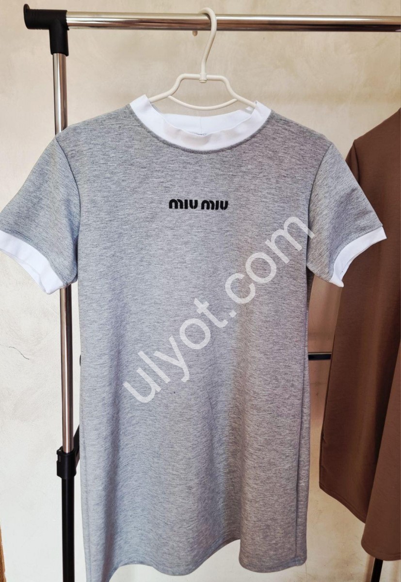 ПЛАТЬЕ-ФУТБОЛКА MIU40 (OVER SIZE) СЕРЫЙ 2523