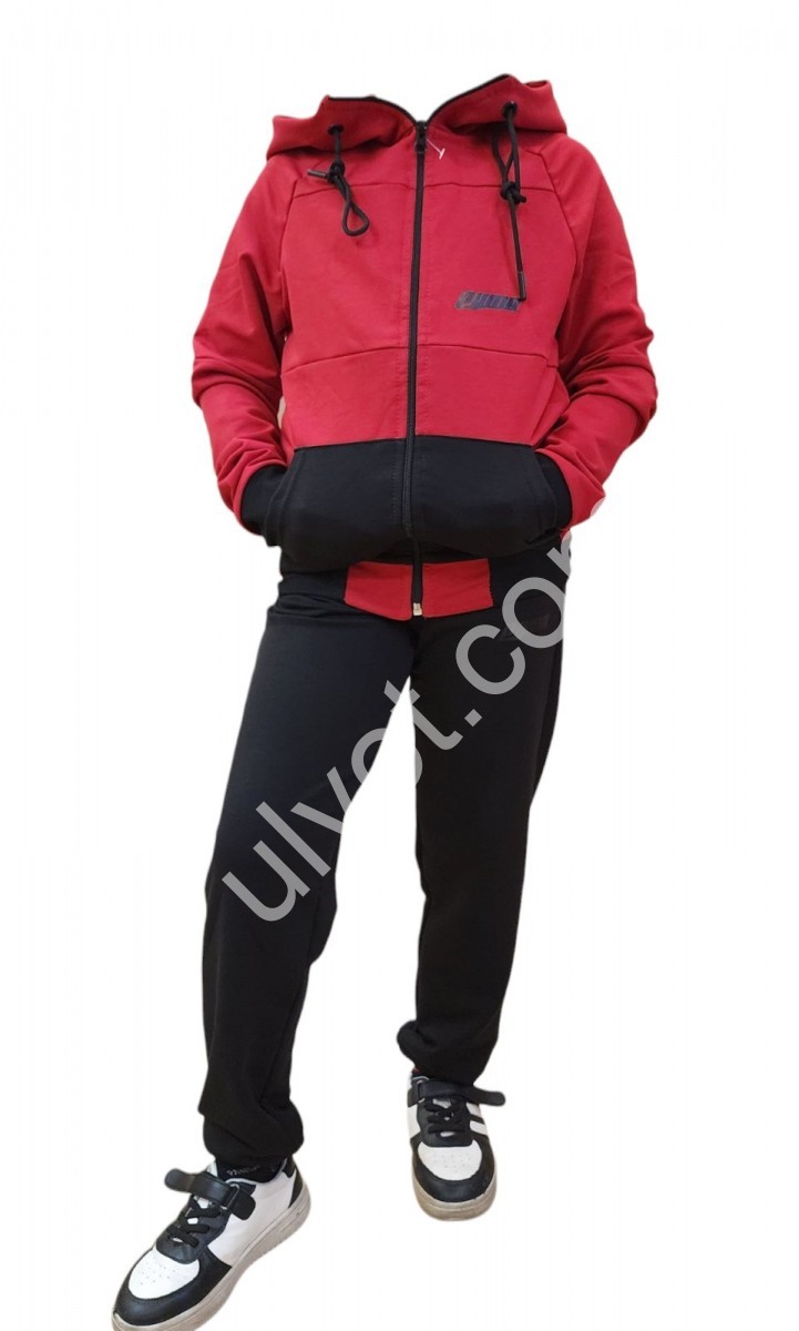 СПОРТ.КОСТЮМ P15 (26-34) МАНЖЕТ КРАСНЫЙ+ЧЕРНЫЙ 