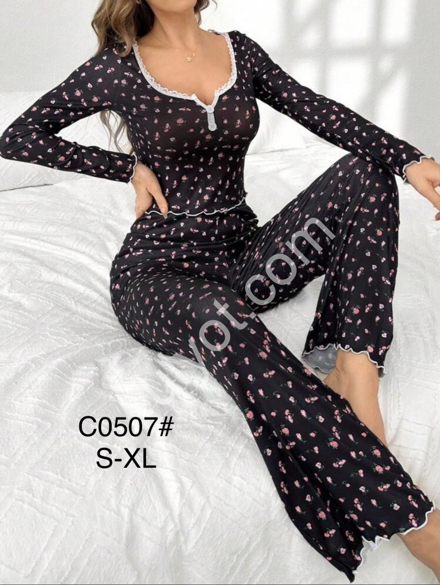 ПІЖАМА (S-XL) ЧОРНИЙ C0507