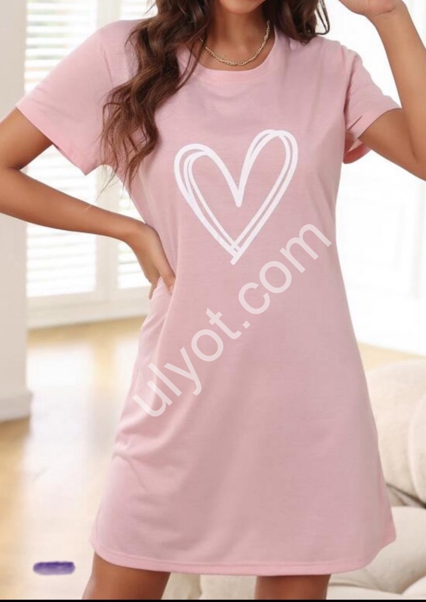 ТУНІКА СЕРЦЕ (S-XL) РОЖОВИЙ B02014