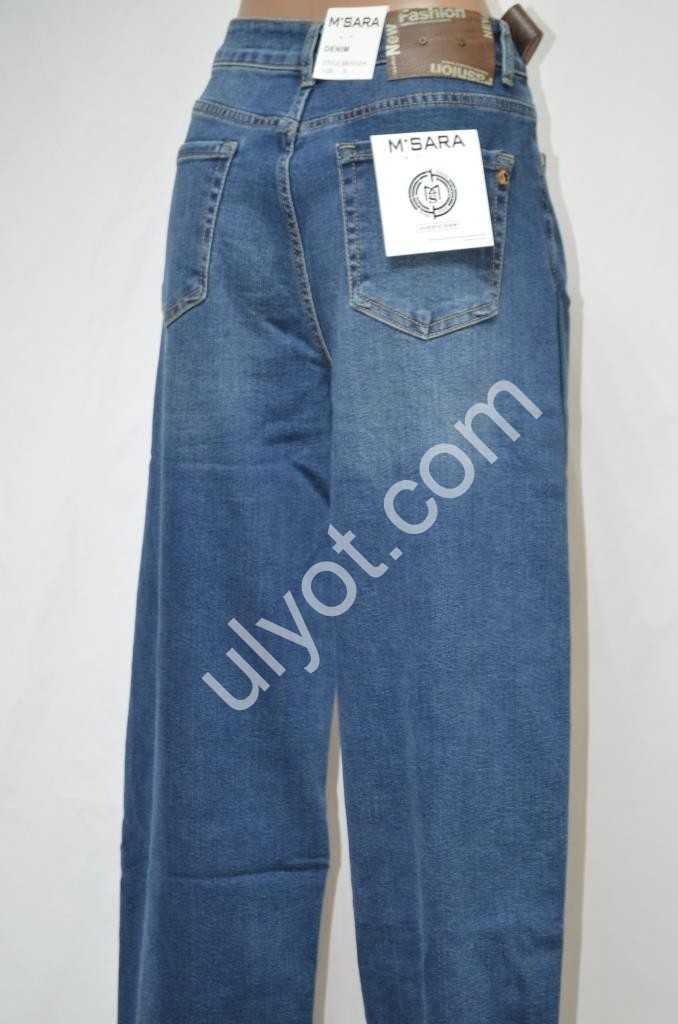ДЖИНСЫ M.SARA (XS-XL) Т.СИНИЙ 1012H