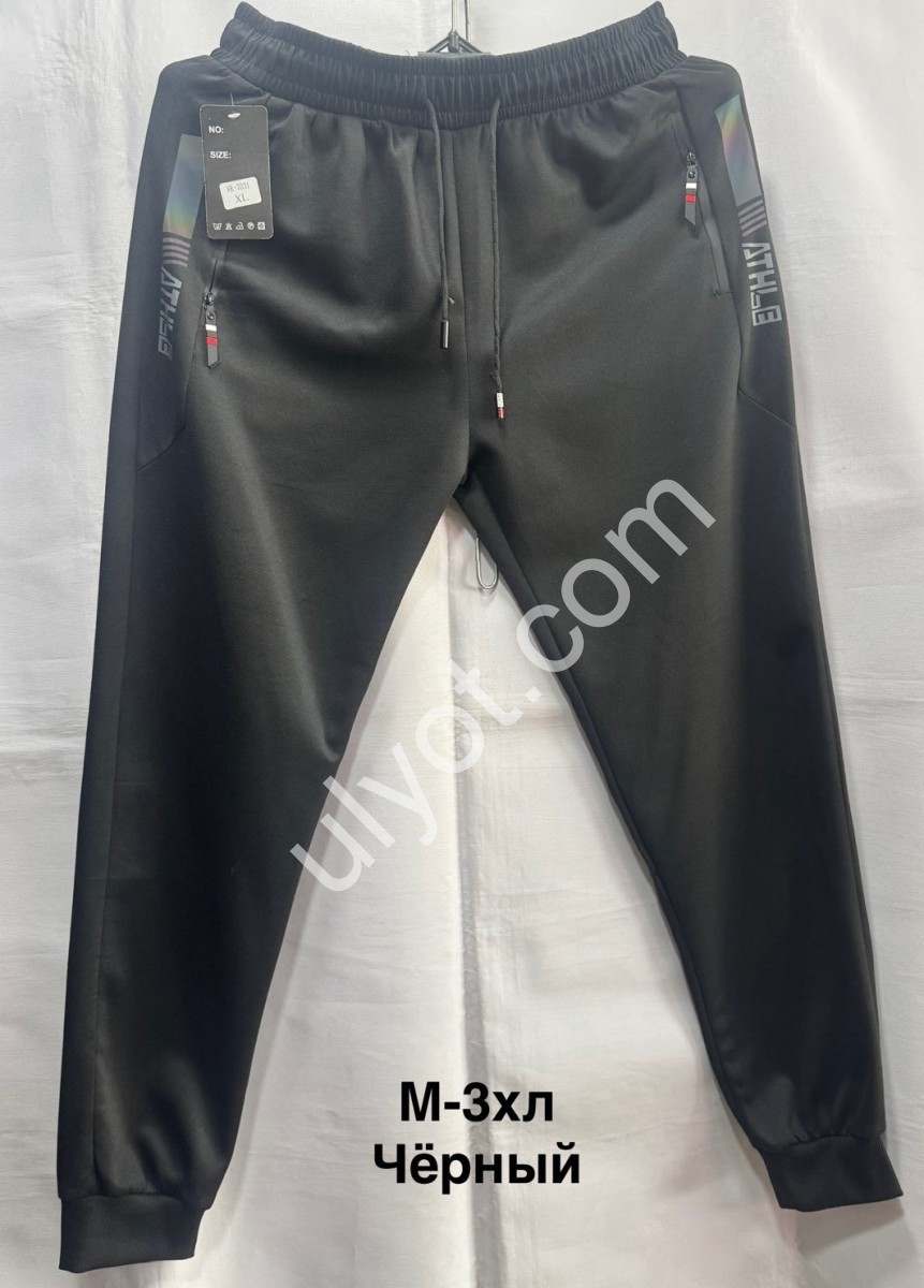 СПОРТ.ШТАНЫ (M-3XL) МАНЖЕТ ЧЕРНЫЙ 7301