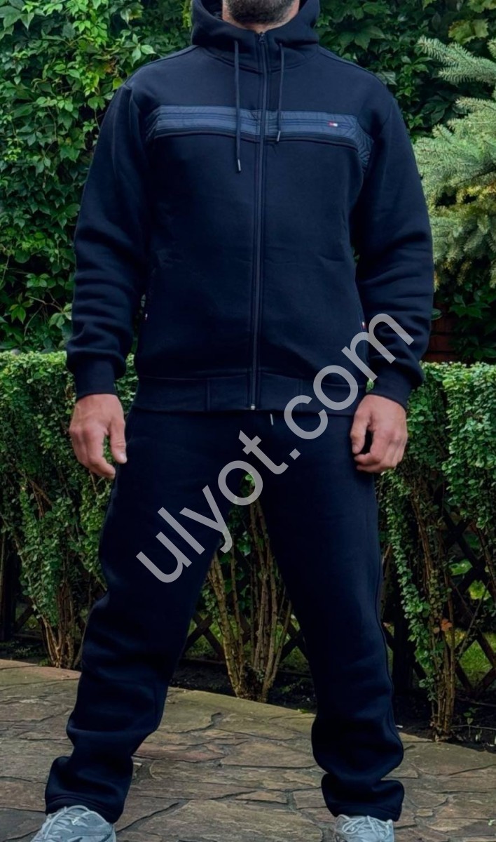 СПОРТ.КОСТЮМ T06 (M-3XL) ФЛІС ПРЯМИЙ Т.СИНІЙ