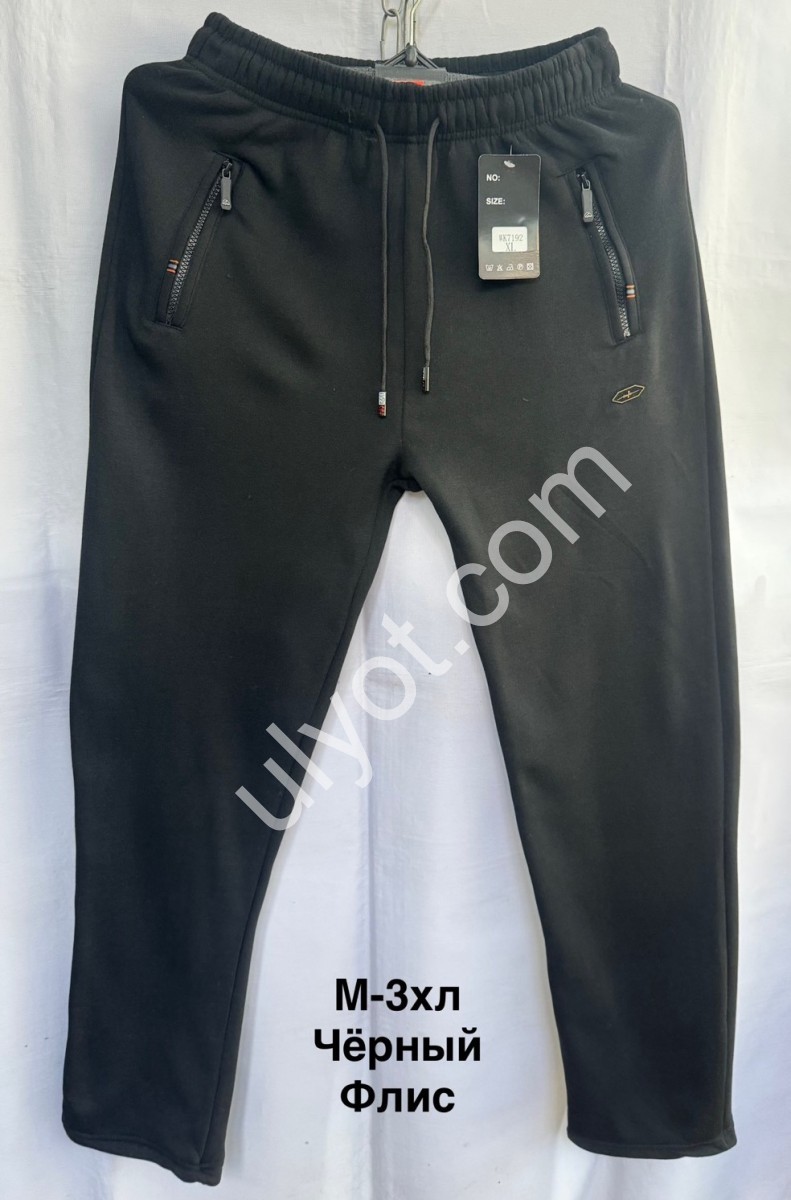 СПОРТ.ШТАНЫ (M-3XL) ФЛИС ПРЯМОЙ ЧЕРНЫЙ 7192