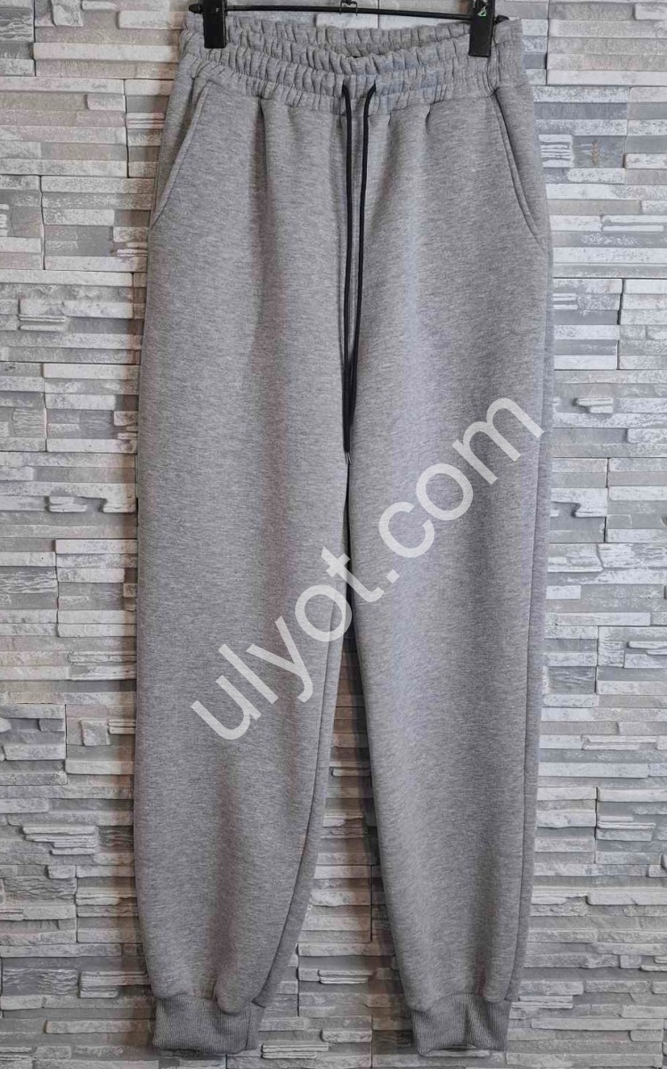 ШТАНЫ (S-XL) ФЛИС МАНЖЕТ СЕРЫЙ 1000