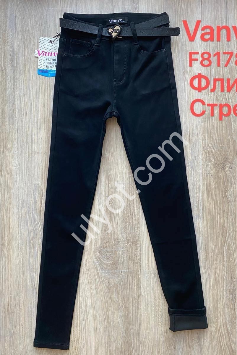 ДЖИНСЫ VANVER (25-30) ФЛИС ЧЕРНЫЙ F81786