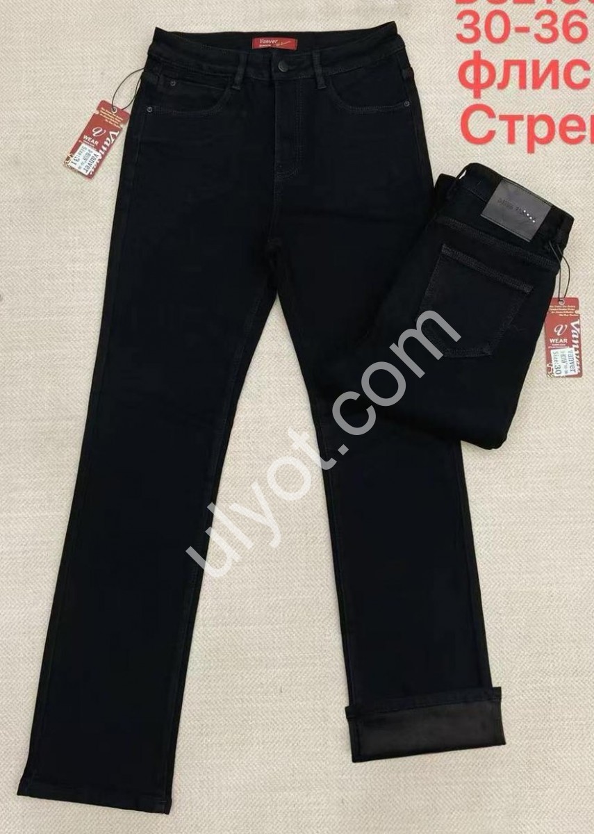 ДЖИНСЫ VANVER (30-36) ФЛИС ЧЕРНЫЙ D82159
