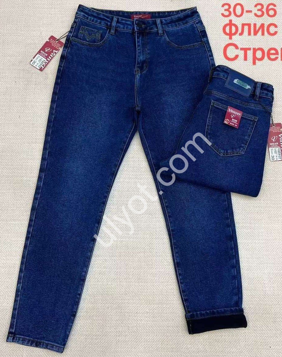 ДЖИНСЫ VANVER (30-36) ФЛИС Т.СИНИЙ D8327