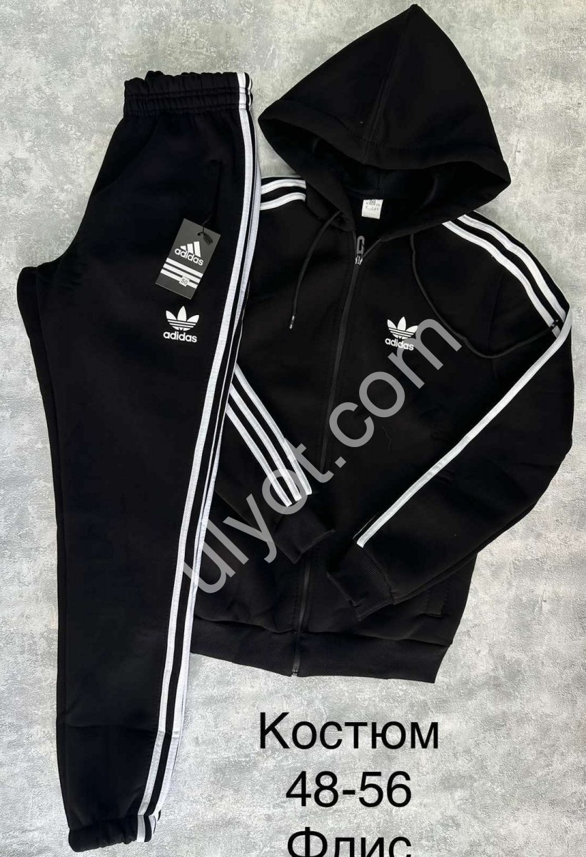 СПОРТ. КОСТЮМ A01 (M-3XL) ФЛИС МАНЖЕТ ЧЕРНЫЙ 807