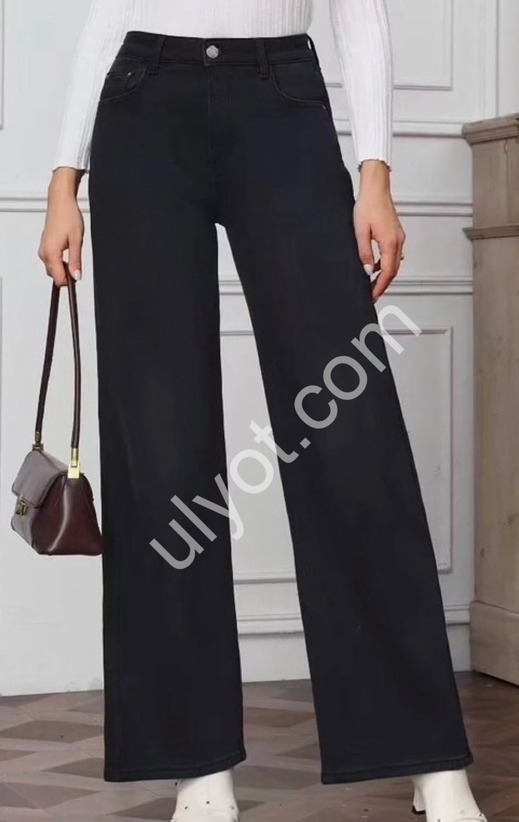 ДЖИНСЫ M.SARA (XS-XL) МЕХ ЧЕРНЫЙ 2116-A