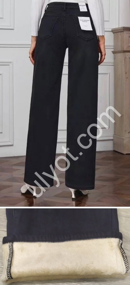 ДЖИНСЫ M.SARA (XS-XL) МЕХ ЧЕРНЫЙ 2116-A