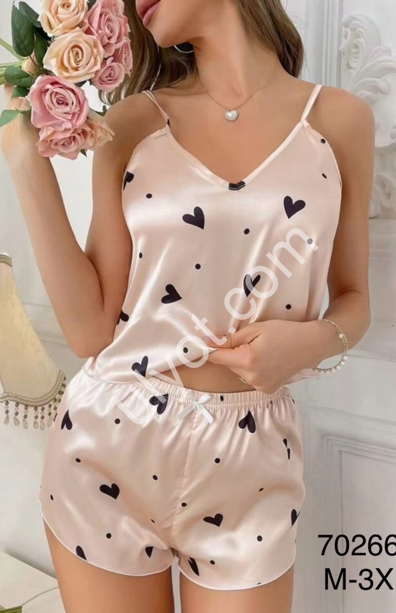 ПИЖАМА СЕРДЦЕ (M-3XL) БЕЖ 70266