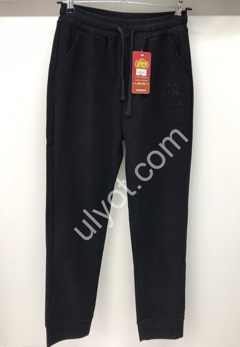 СПОРТ.ШТАНЫ (XL-5XL) МЕХ МАНЖЕТ ЧЕРНЫЙ 2033