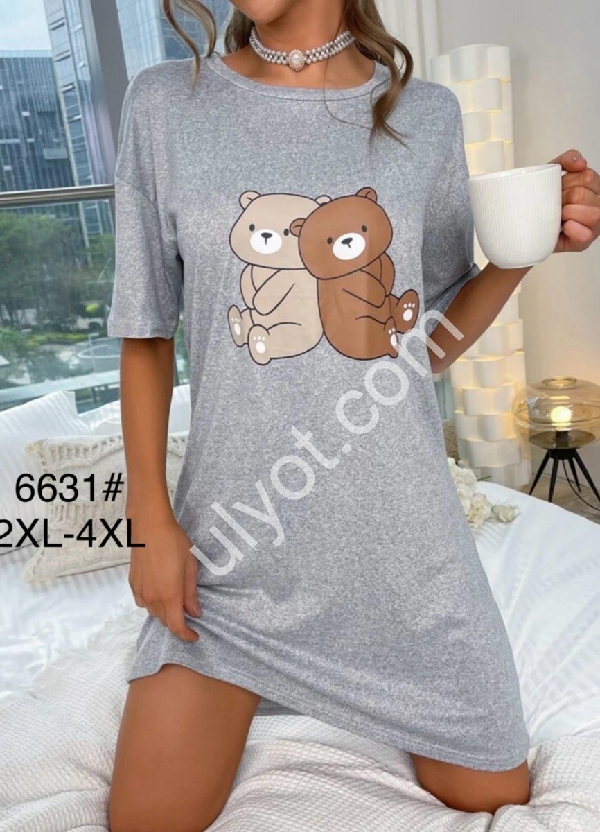 ТУНИКА МИШКИ (2XL-4XL) СЕРЫЙ 6631