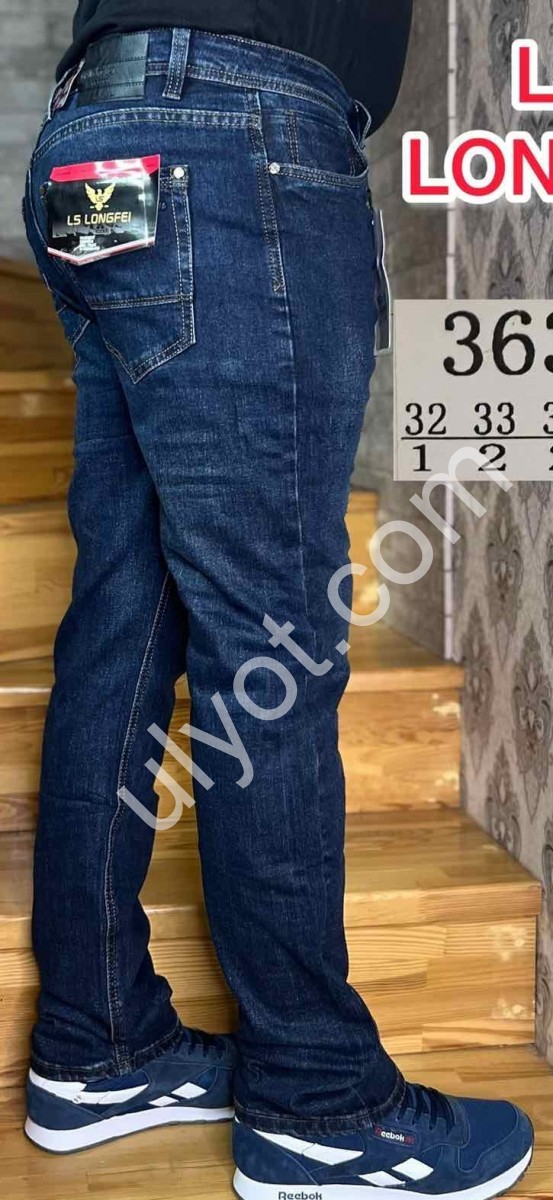 ДЖИНСЫ LONGFEI (32-38) СИНИЙ 363-1